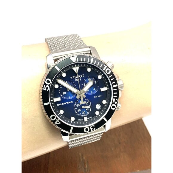 Tissot Men's Watch Seastar Chronograph Swiss Quartz Blue Black T1204171104102 - Picture 11 of 14